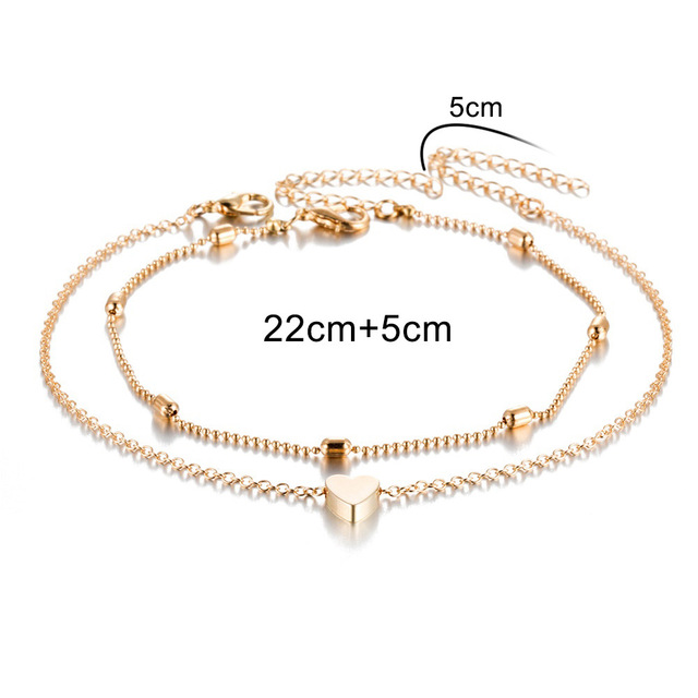 Neema Layered Heart Charm Anklet - Anklet G002