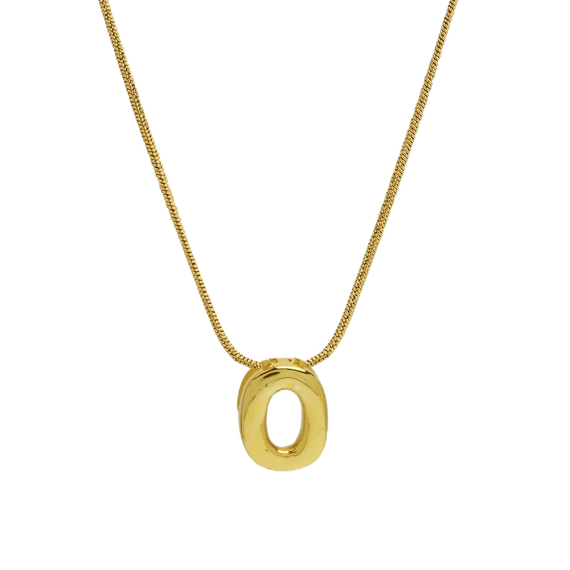 Hallie Initial Snake Chain Necklace - O Letter Necklace [W289LIKW]