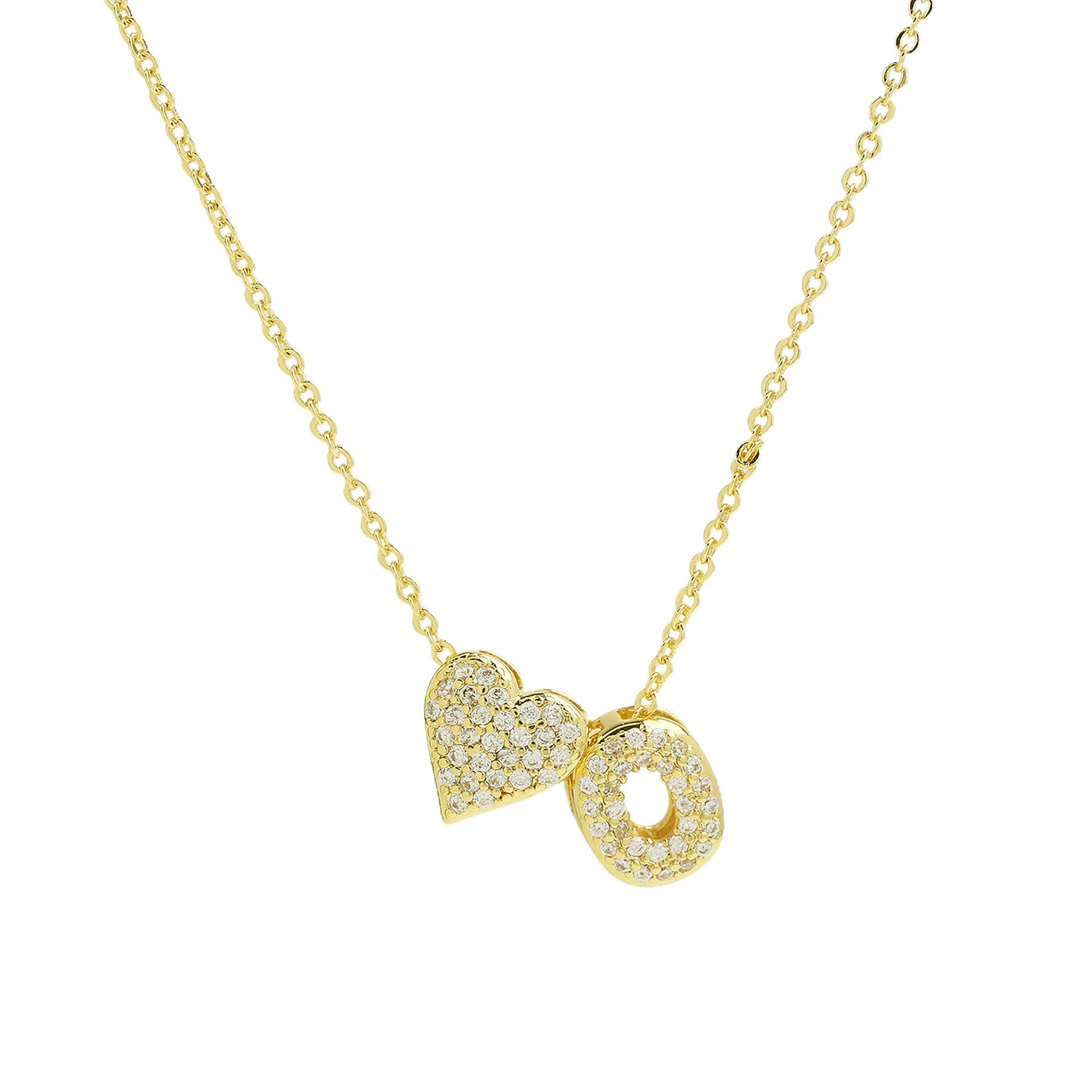 Riley Zircon Bubble Initial Necklace - O Initial [81J888C1]