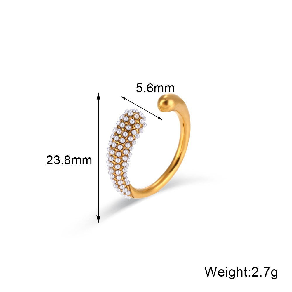 Siyona Freshwater Pearl Collection - Open Waterdrop Micro-Inlaid Ring - Gold [4JD682QB]