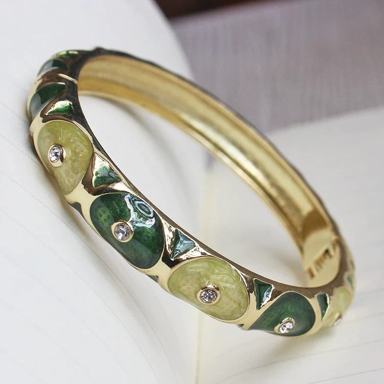 Whitney CloisonnŽ Floral Bangle - Green