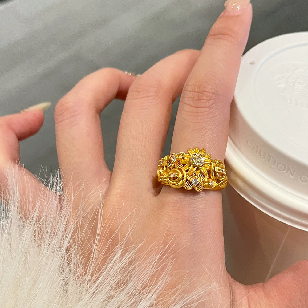 Hinda Abundance Serpent Ring - Flowering Daisy Ring [0PWLSR2J]