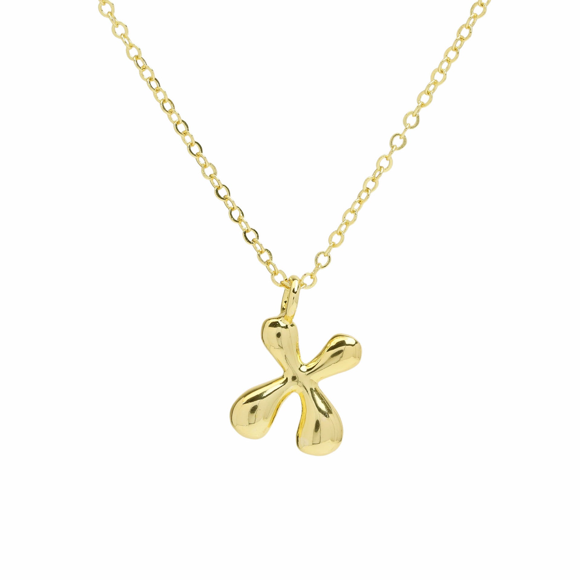 Vanya Gold Initial Bubble Necklace - Letter X [NNPMFGV2]