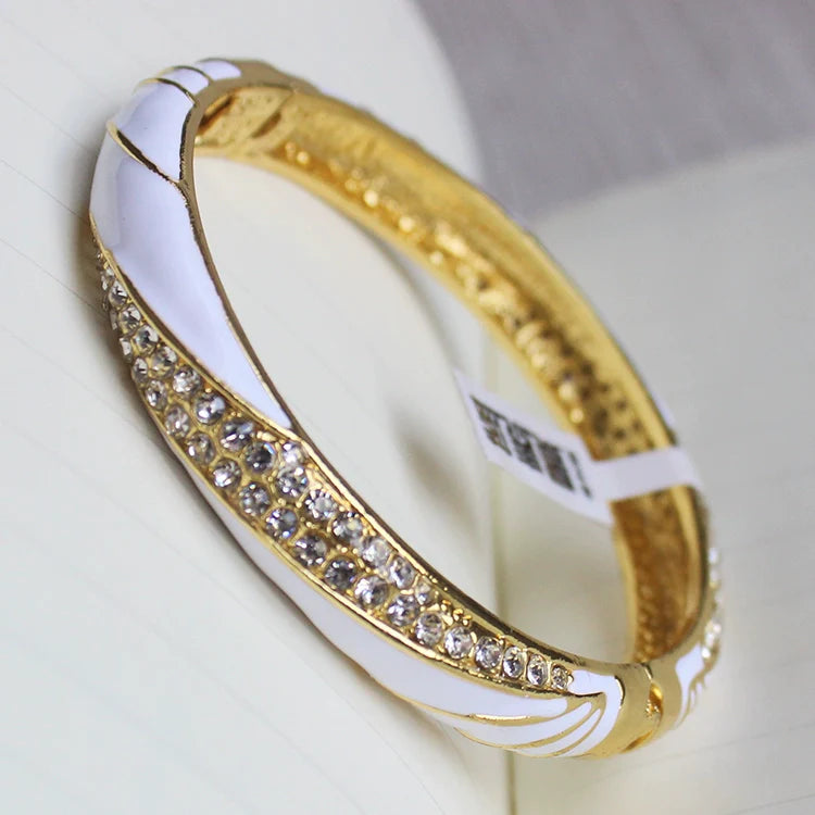 Kalina Enamel Cuff Bracelet - White