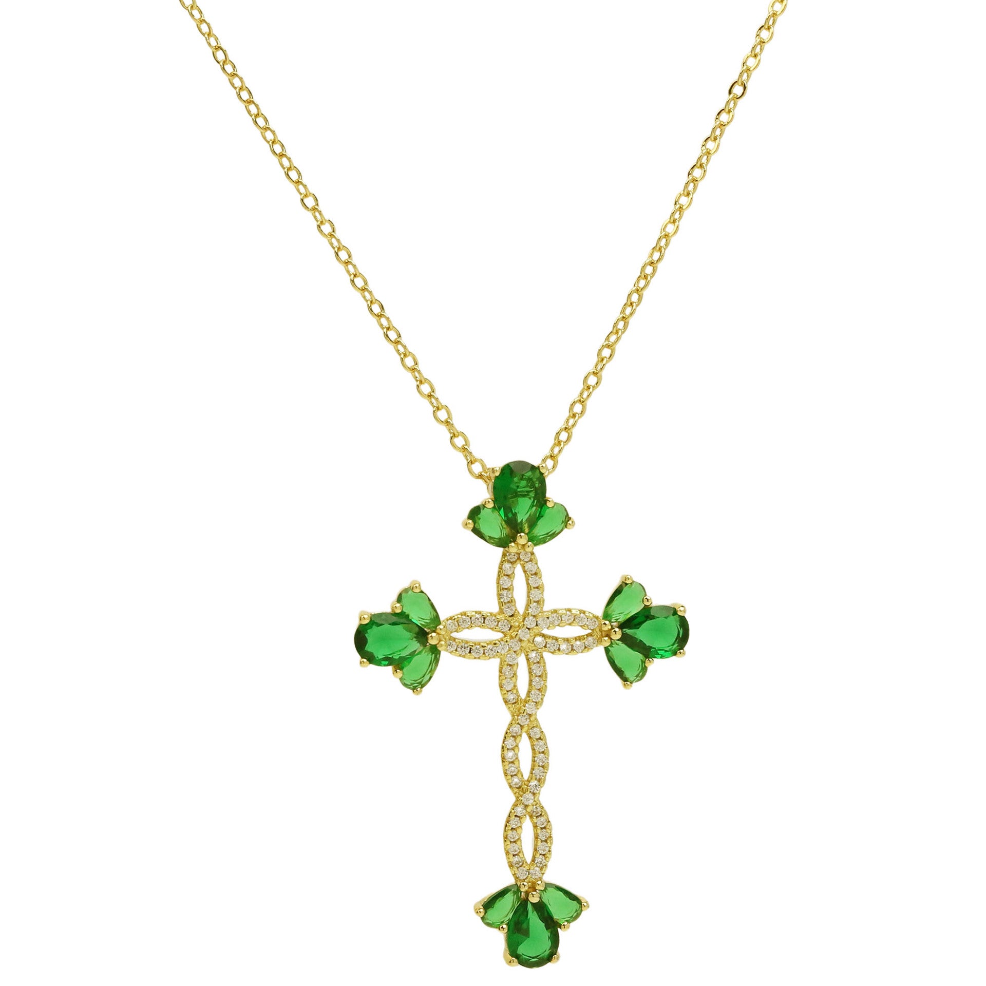 Unique Zircon Cross Pendant Necklace - Green Zircon Cross [45WV7VLP]