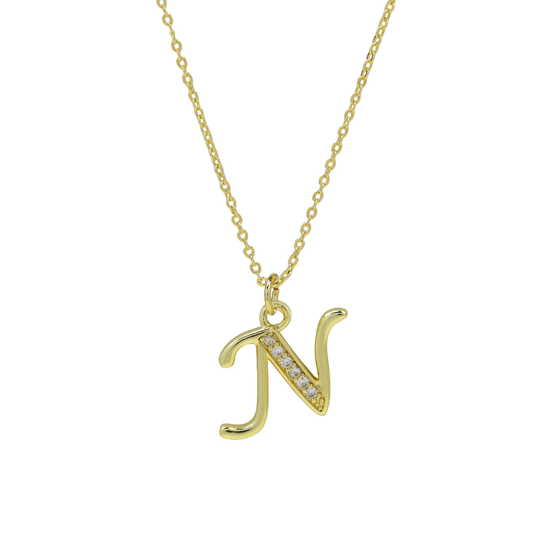Winifred Delicate Alphabet Necklace - Letter N [2A5EBHVI]
