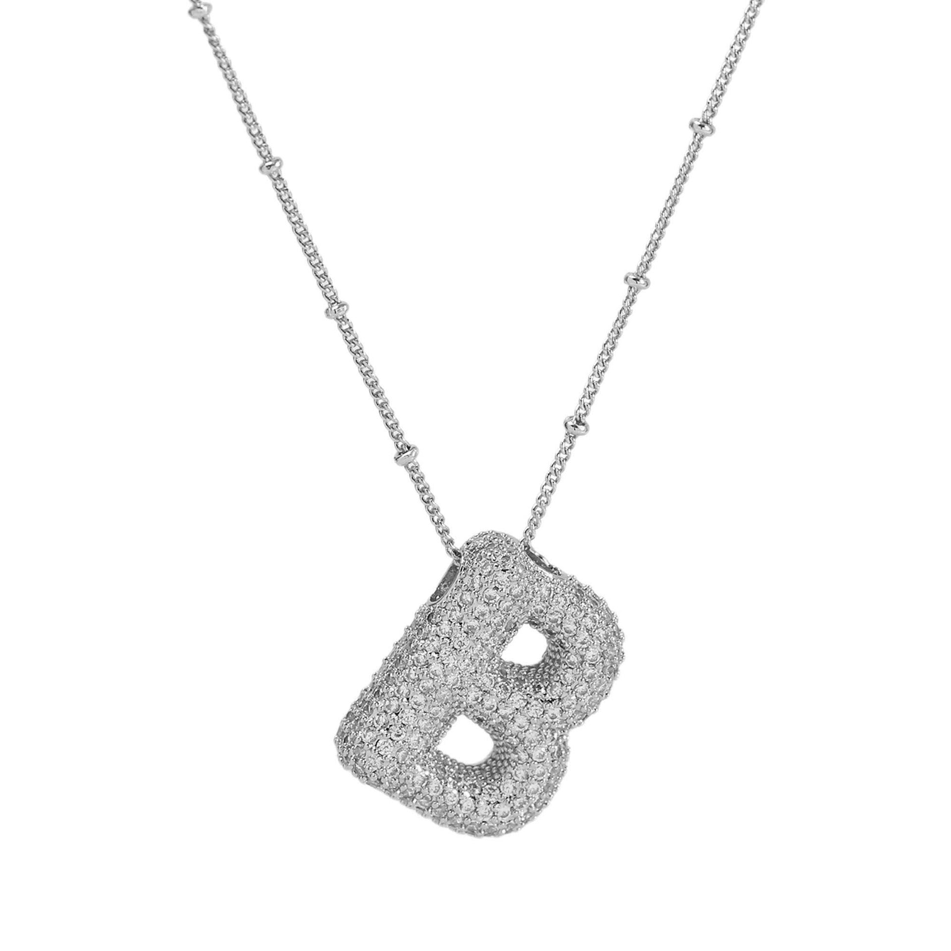Fynlee Bubble Initial Necklace - Silver B [C8E0YGOS]