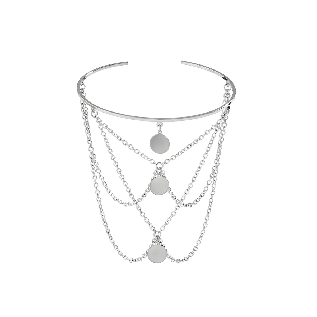 Ifeoluwa Chain Arm Cuff - Silver Disc Charm