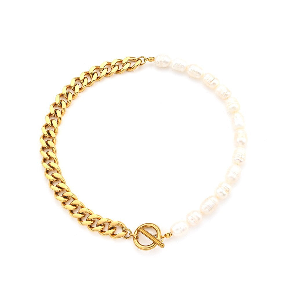 Siyona Freshwater Pearl Collection - Freshwater Pearl Chain Choker [XNHV4QOF]
