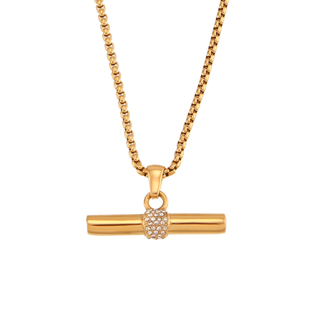 Davis Micro T-Bar Necklace - White Diamond [KBNCDFD3]