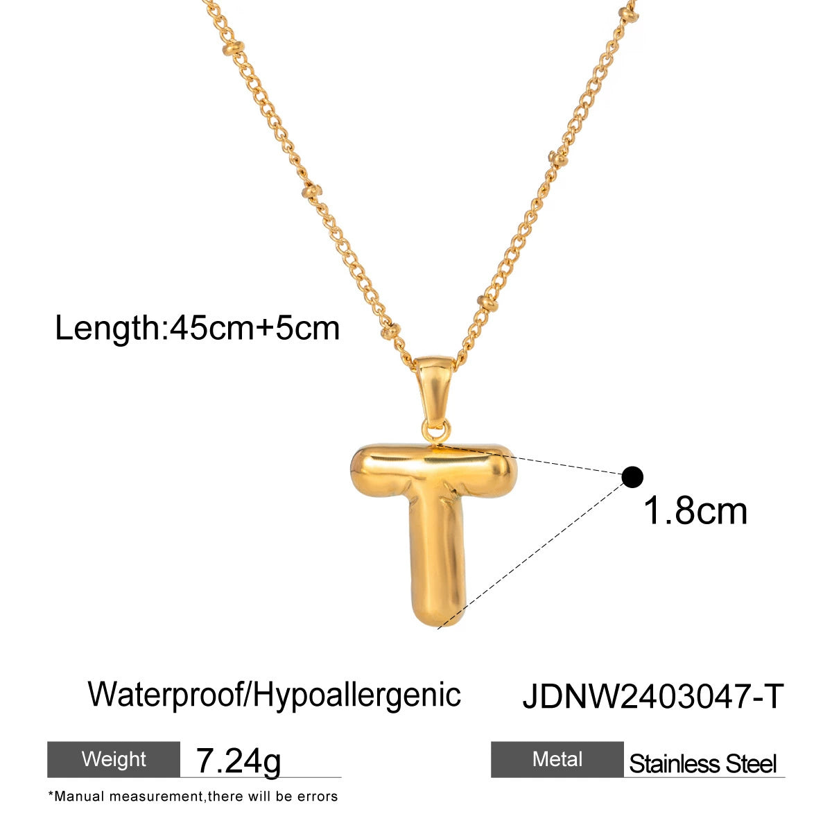 Kadyn Initial Pendant Necklace - Letter T [3BDHVIRR]