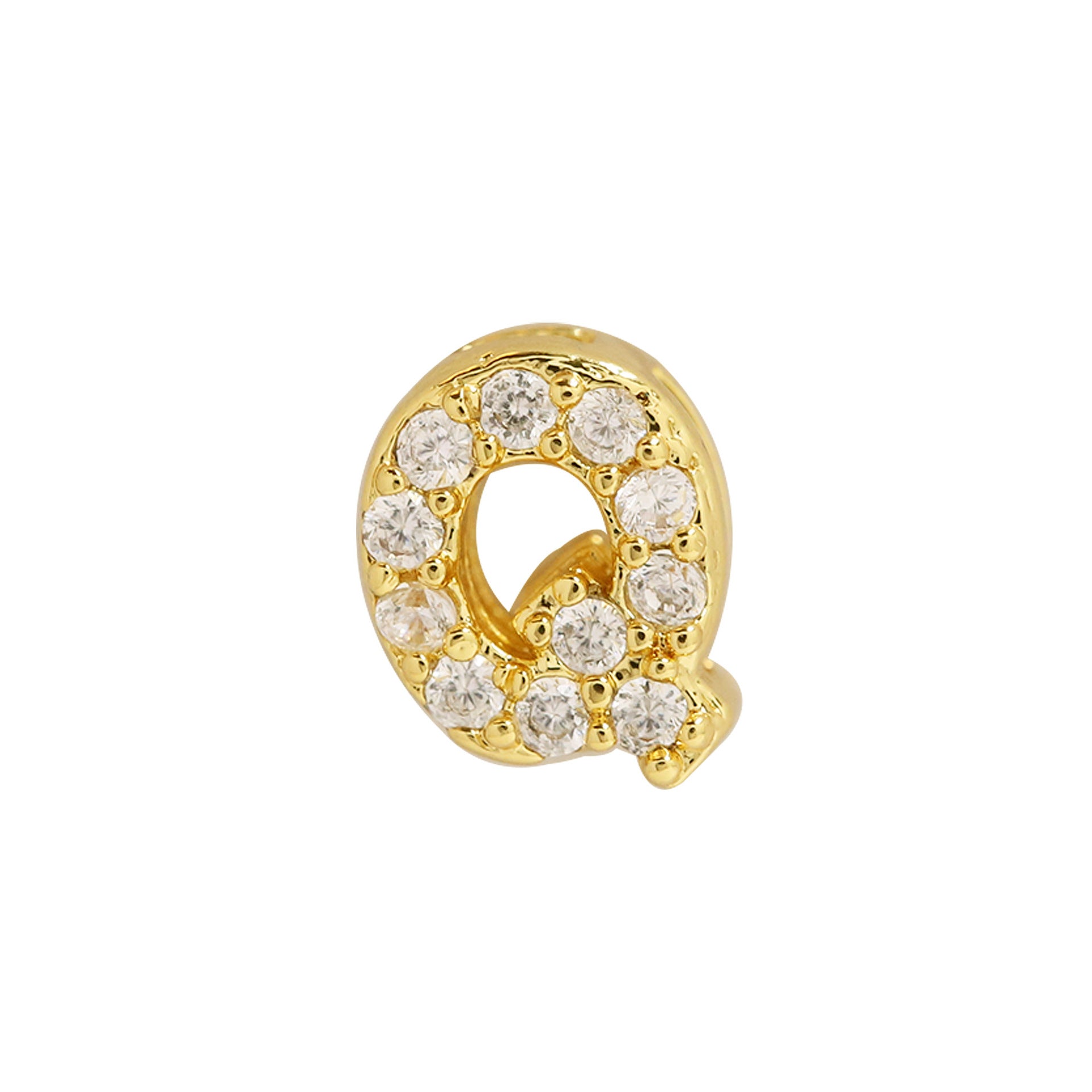 Leyna Gold Zircon Initial Necklace - Q [TZEA1L3S]