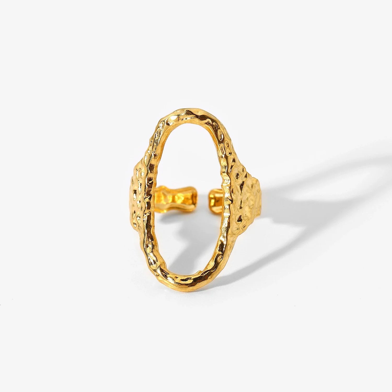 Ainara Hammered Oval Ring - Adjustable Opening
