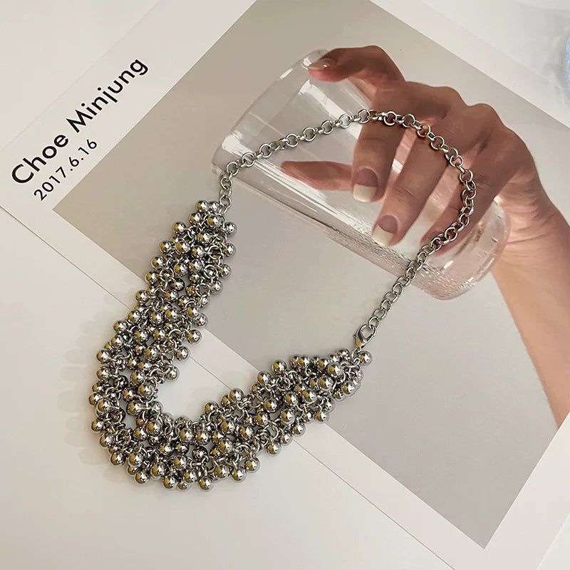 Fatoumata Layered Crescent Necklace - Small Orb Double Layer Necklace