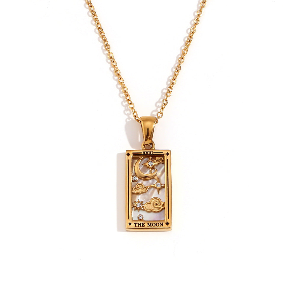 Avalyn Tarot Pendant Necklace - Gold - The Moon [FHFGP5J7]