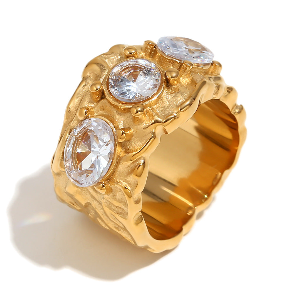 Graciella Cast Diamond Collection - Irregular White Diamond Ring - Gold, Size 6 [8NLCEZVP]