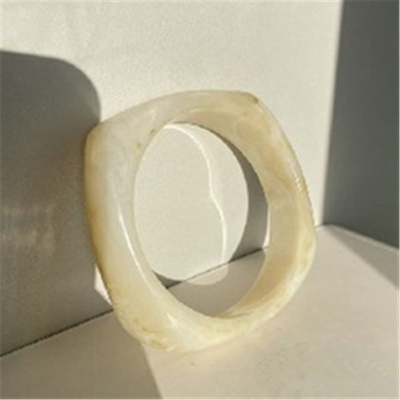 Francesca Marble Resin Bracelet - Square Ivory White 1 [V8JARS5S]