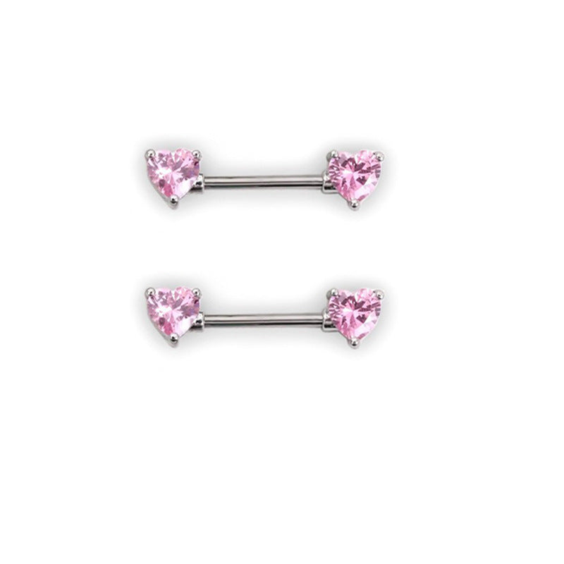 Arianna Heart Zircon Nipple Ring - Pink [F4XMCSAI]