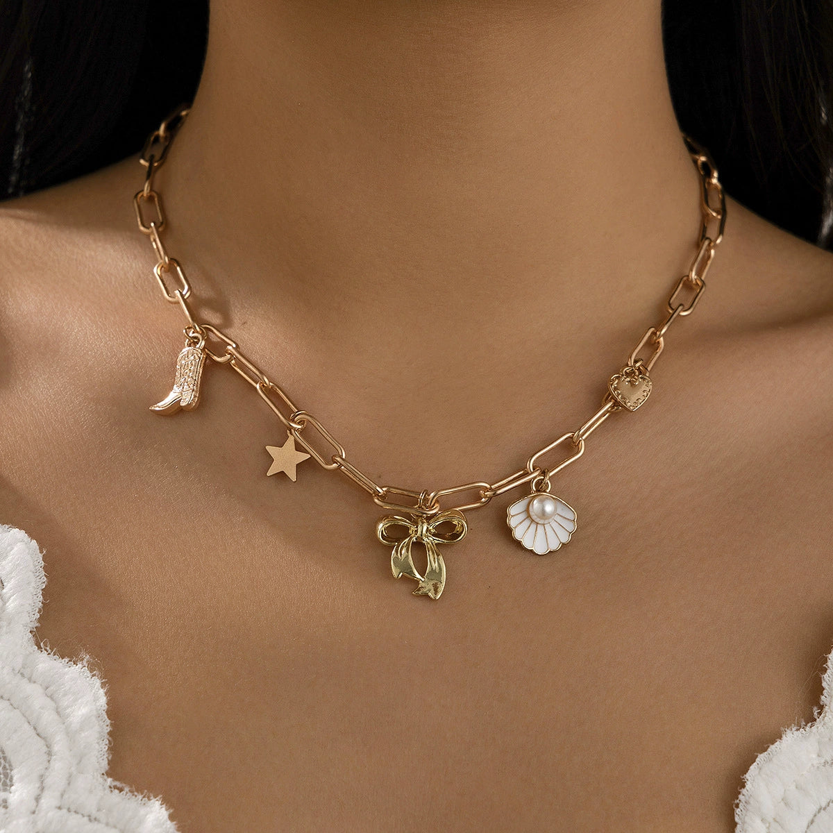 Koralee Ocean Pearl Necklace - Style 02 - Necklace (Gold) [SVZ34YIP]