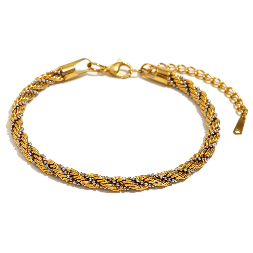 Vittoria Dual-Tone Twist Bracelet - Twisted Bead Dual-Tone Chain [45645QKU]