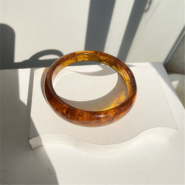 Francesca Marble Resin Bracelet - Round Tortoiseshell [MMHRZHAO]