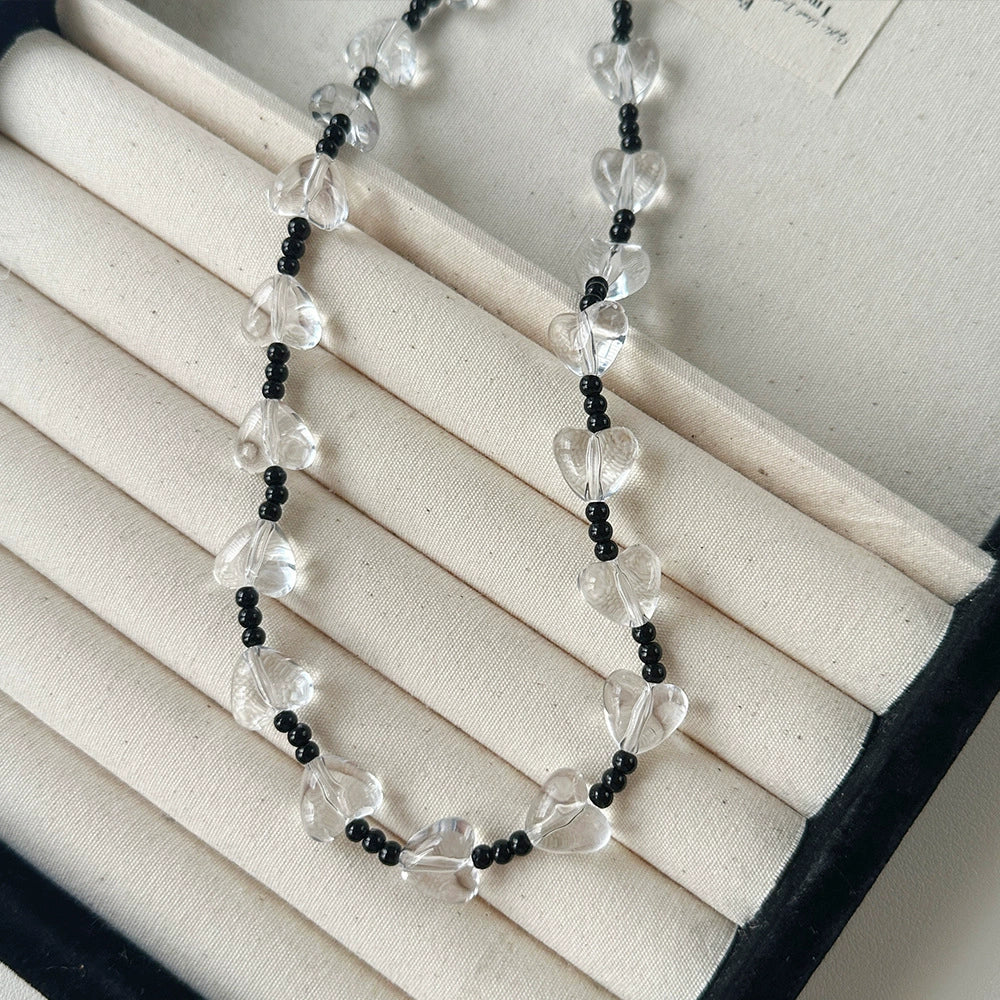Miryam Crystal Bow Choker - Transparent Heart Spliced Necklace [03OIJRV8]