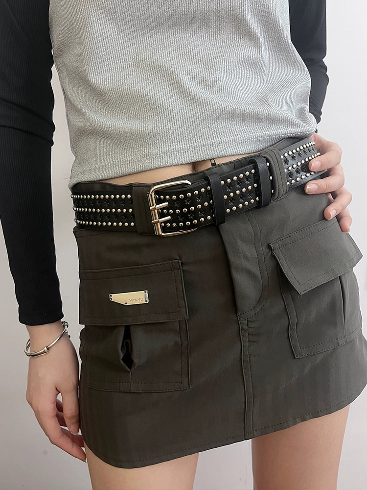 Shamiyah Punk Star Grommet Belt - Black
