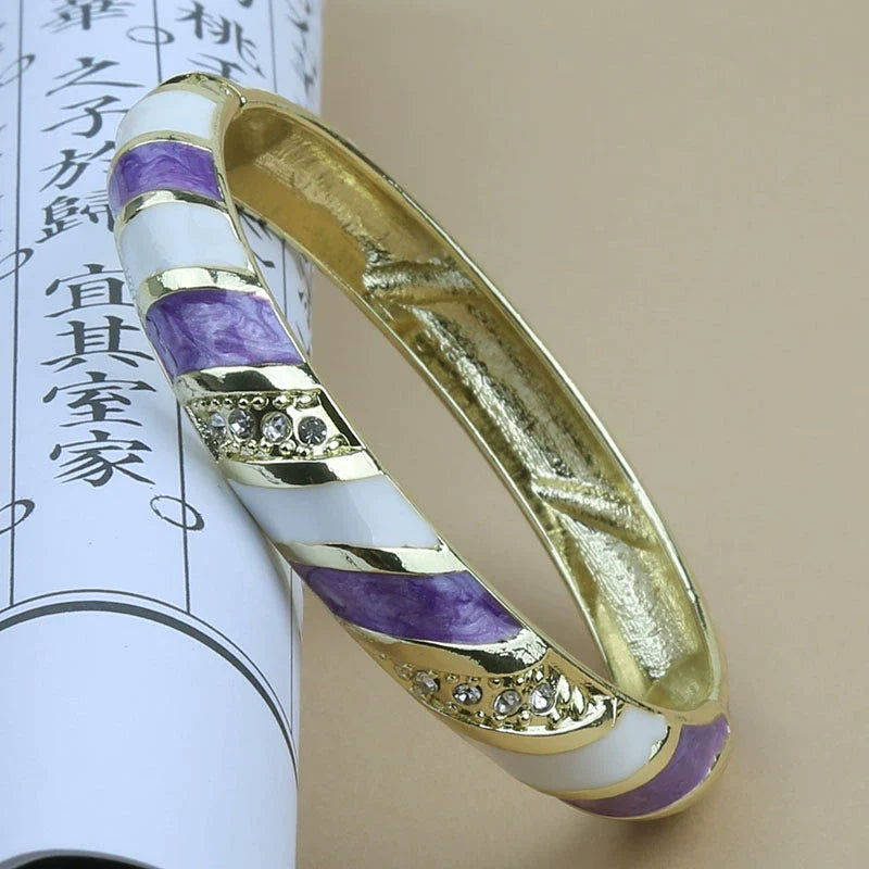 Amarachi Delicate Enamel Bracelet - Purple White Spiral