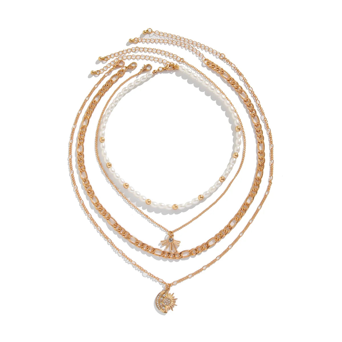 Harper Layered Charm Necklace Set - Gold