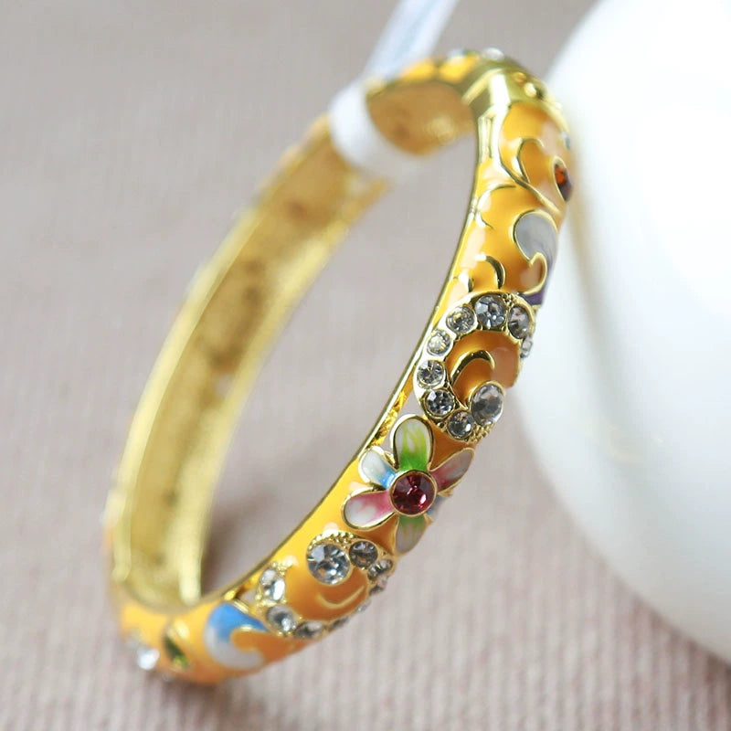 Delany Floral Cuff Bracelet - Yellow (5.7cm ID) [UIXU89WY]