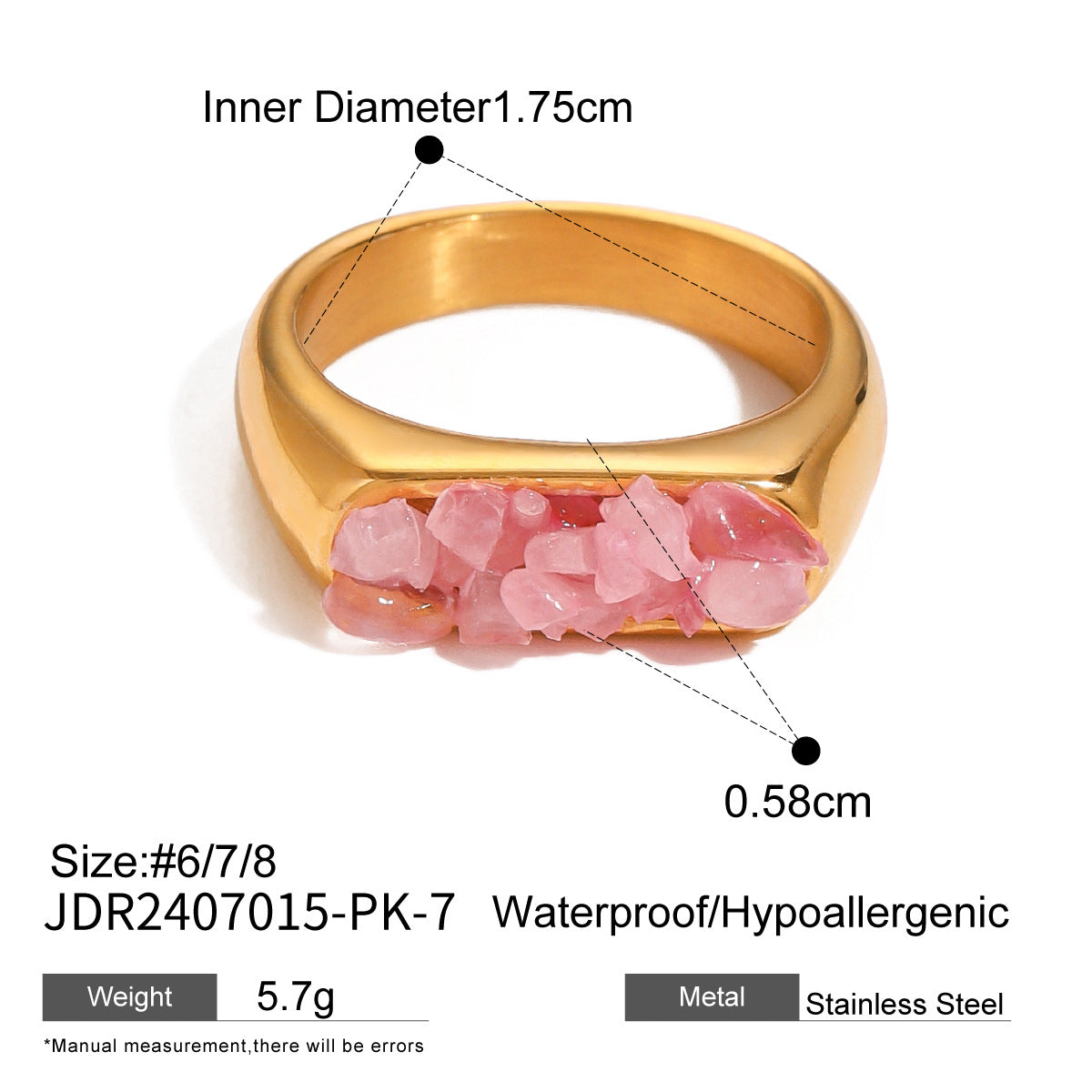 Khaliya Chunky Natural Ring - Blush Pink [WBKHSZ25]