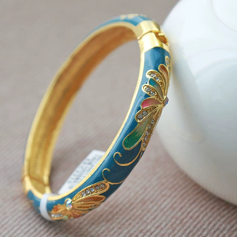 Angel Pave Open Cuff Bracelet - Peacock Blue (6 cm Opening) [8QD9MLWC]