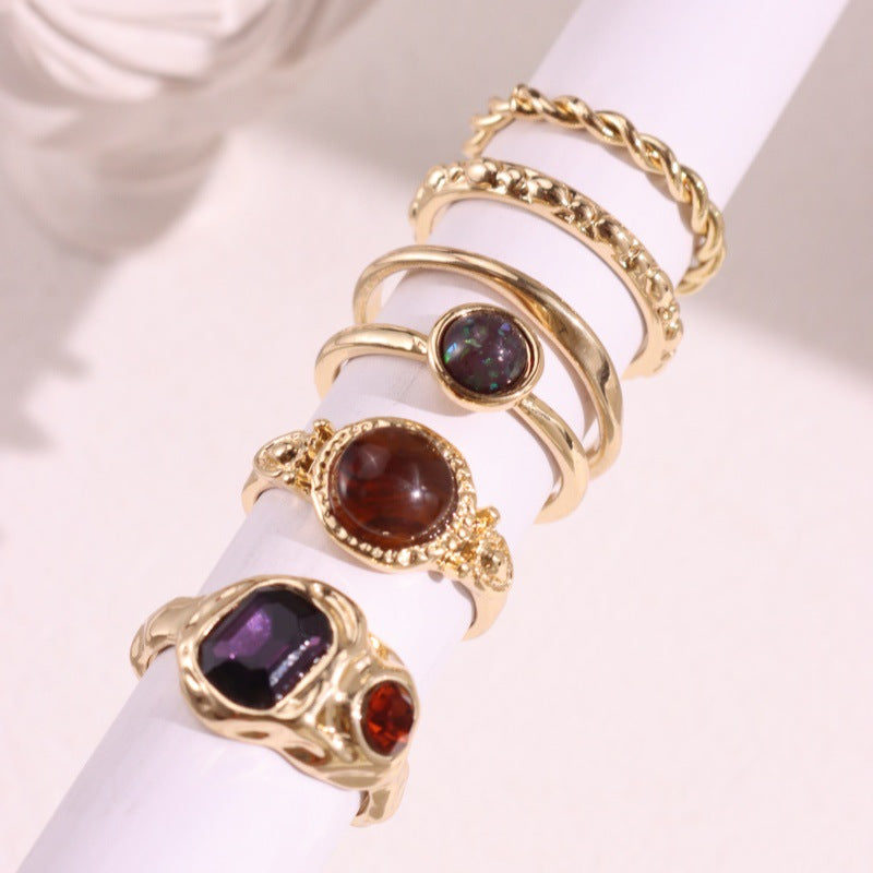 Christen Gemstone Stacking Ring Set - Set C [MLT2SQ6L]