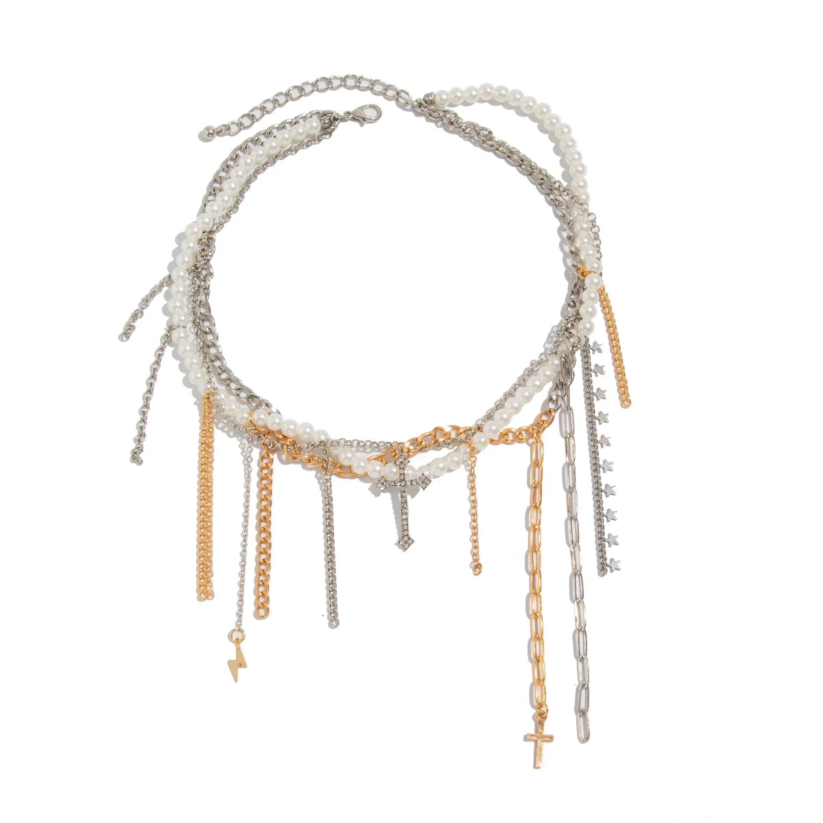 Carley Layered Pearl Tassel Necklace - Style Two Mixed Color