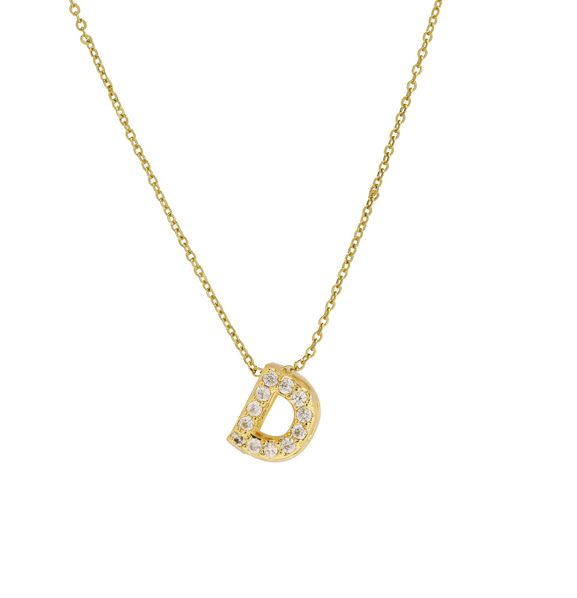 Caelynn Zircon Initial Necklace - D [49C2OGB7]