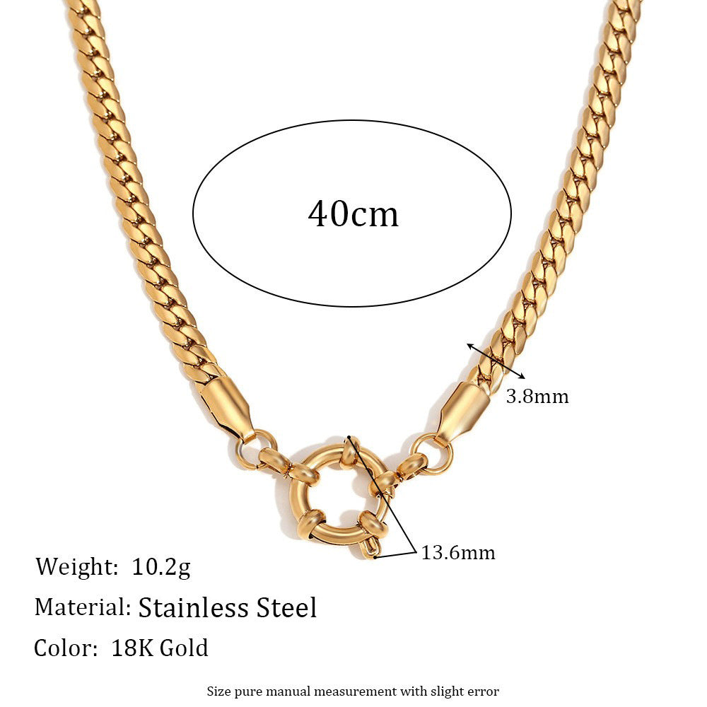 Gittel Gold Blade Chain Necklace - NK Chain Spring Buckle Pendant Necklace - Gold [6ZVELRBF]