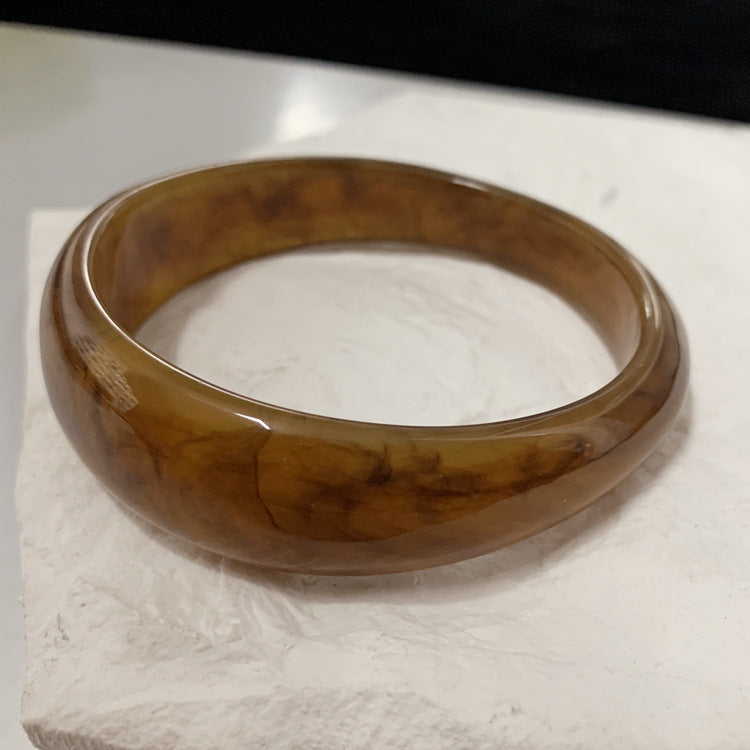 Francesca Marble Resin Bracelet - Round Irregular Tortoiseshell 2 [HPBWV0WG]