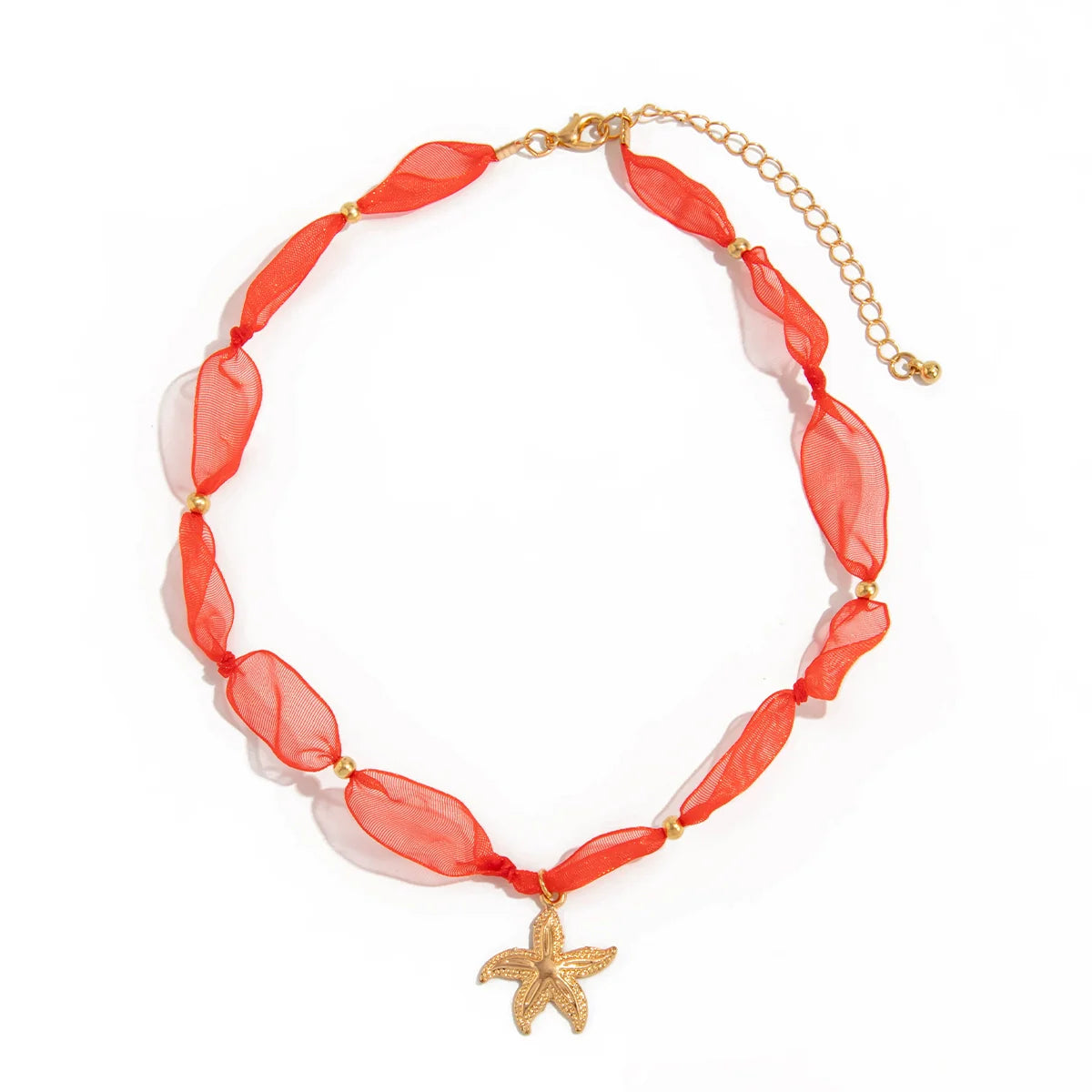 Leyna Starfish Shell Necklace - Red