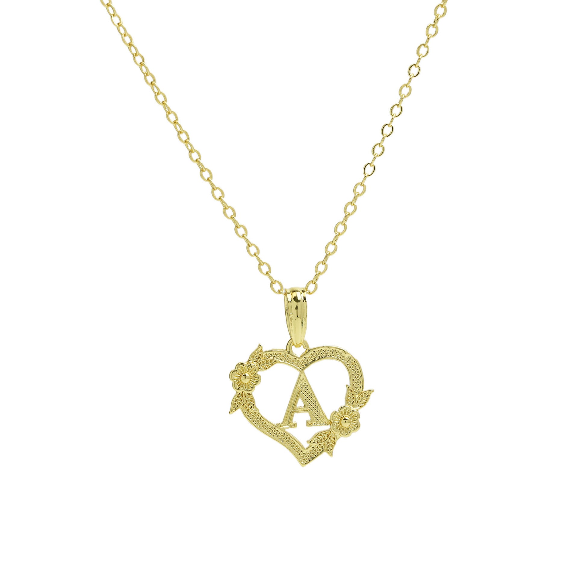 Isobel Initial Heart Pendant Necklace - Necklace A [SAHFGR26]