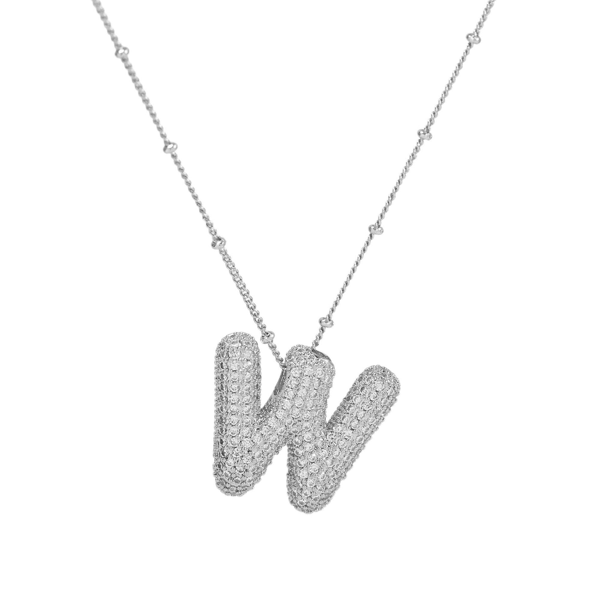 Fynlee Bubble Initial Necklace - Silver W [36D6XP3V]