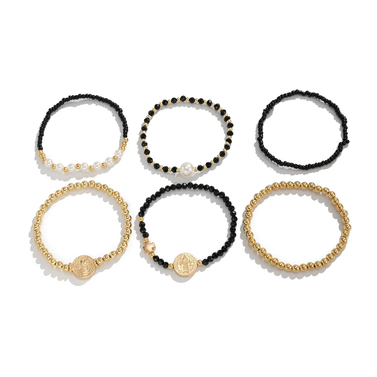 Ariannah Crystal Bead Bracelet Set - Black