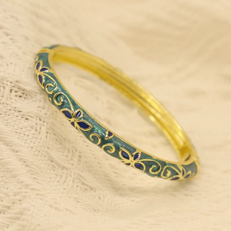 Xaria Clover Enamel Bangle - Peacock Blue