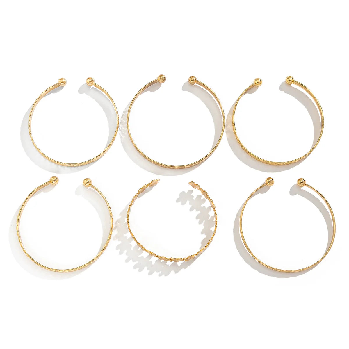 Raylee Layered Floral Heart Bracelets Set - Gold (6-pc Set)