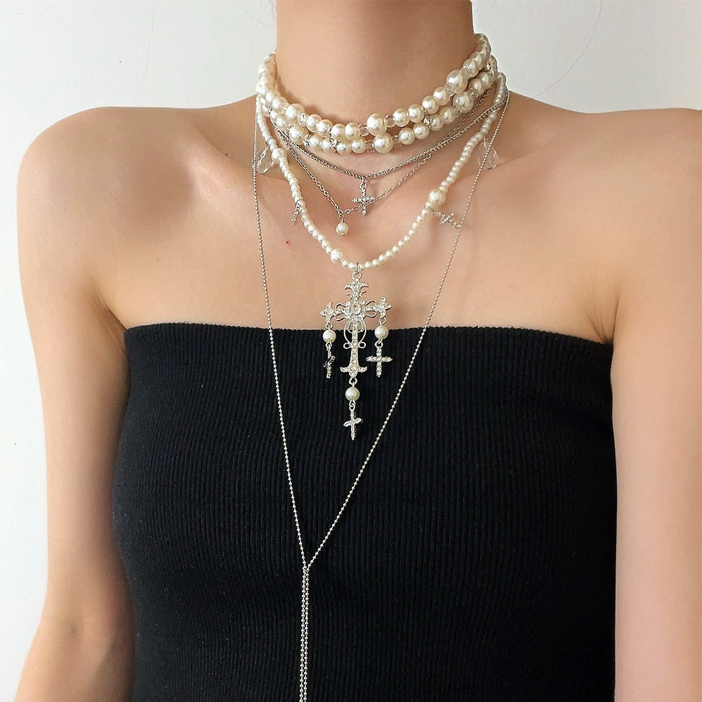 Pippa Layered Pearl Choker - Multi-layered Pearl Necklace [DTHBNQTY]