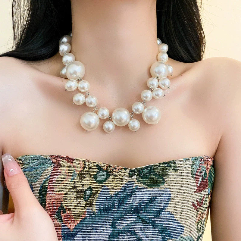 Kaylyn Vintage Grape Tassel Necklace - Pearl Grape Cluster Necklace