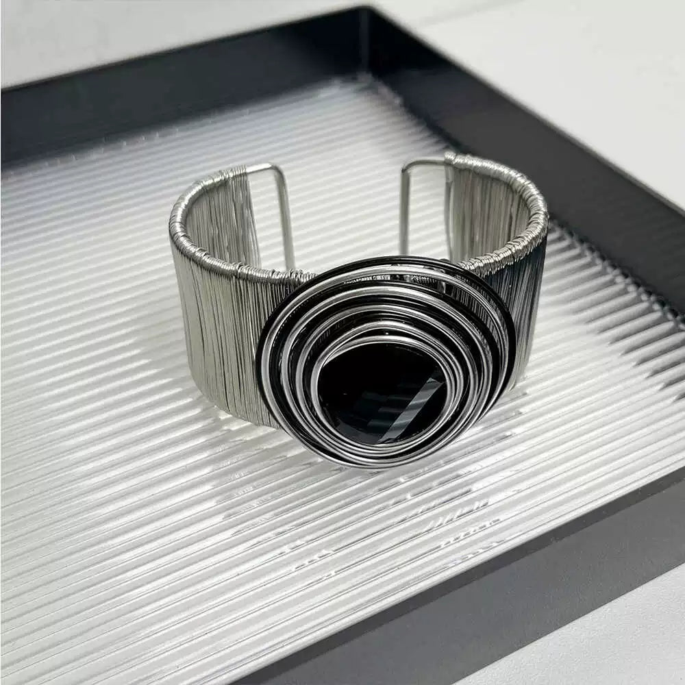 Abrish Futuristic Metallic Cuff - Wide Open Cuff Bracelet [MRRB69EQ]