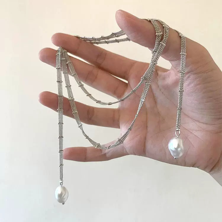 Nayelli Lace Pearl Tassel Necklace - Silver-White Lace Pearl Tassel Necklace [G3PY1YGH]