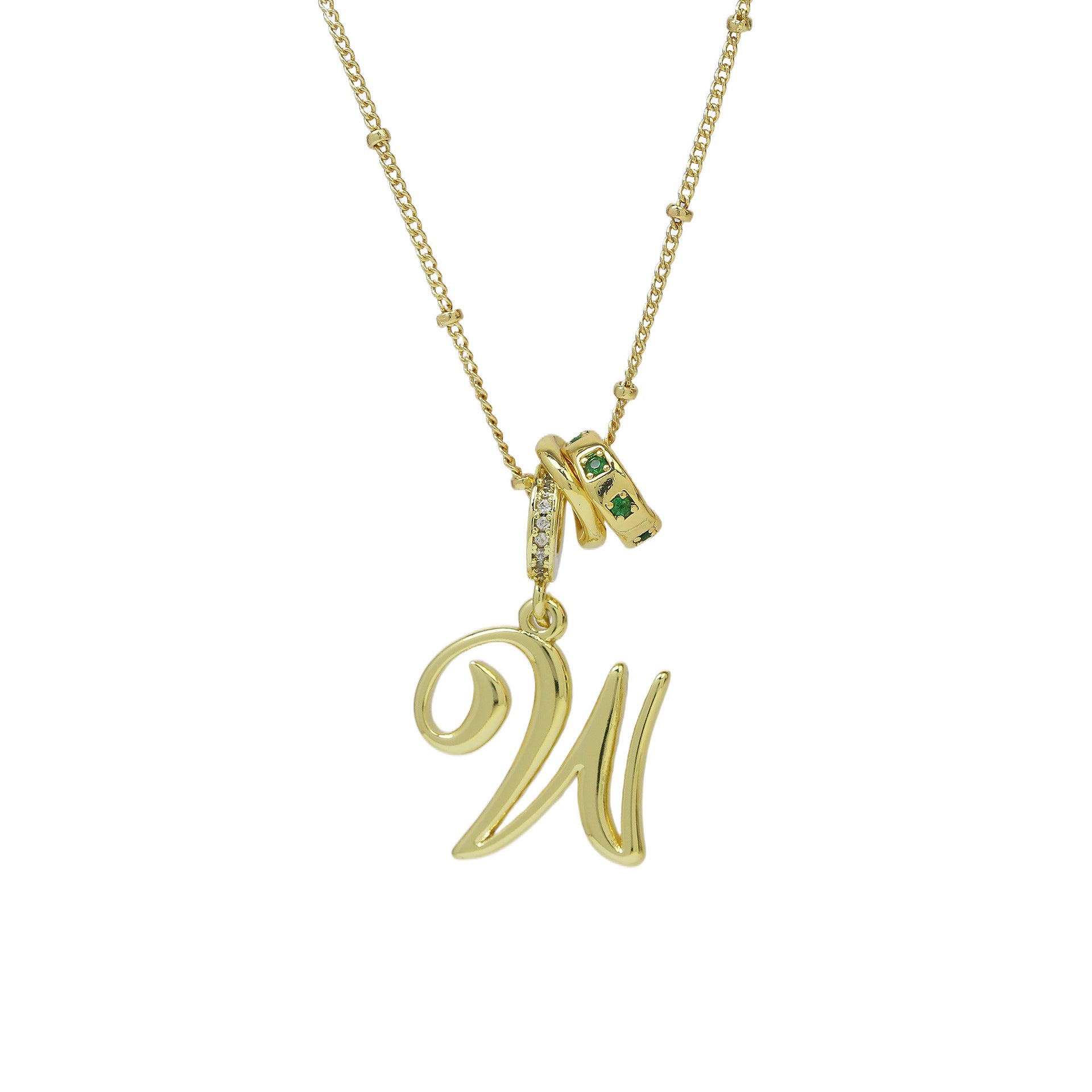 Jovi Cursive Initial Necklace - Gold W [S1W1TUD2]