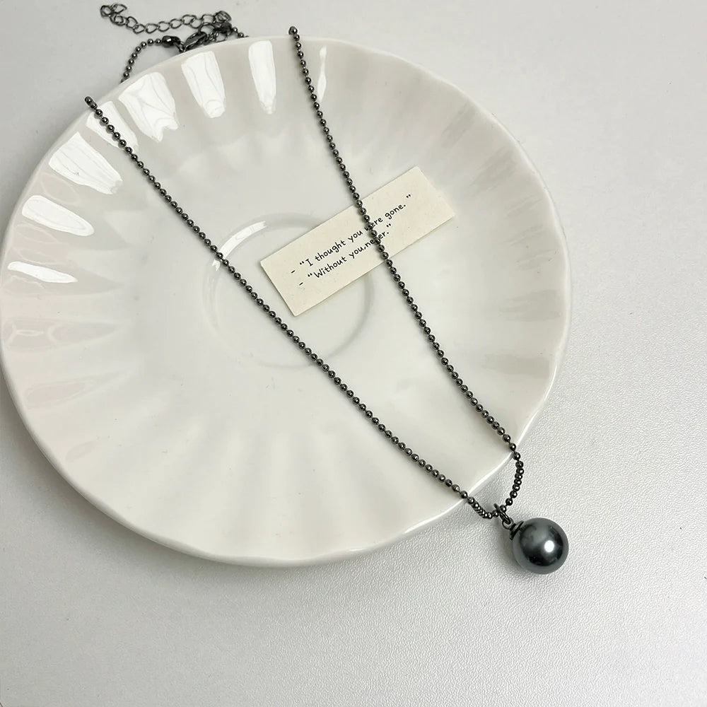 Devon Black Tahitian Pearl Necklace - Tahitian Single Pearl Necklace