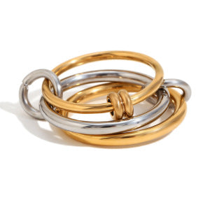 Aja Two-Tone Jewelry Collection - Double Circle Metal Ring 2 - Size 6 [AOWCR9FE]